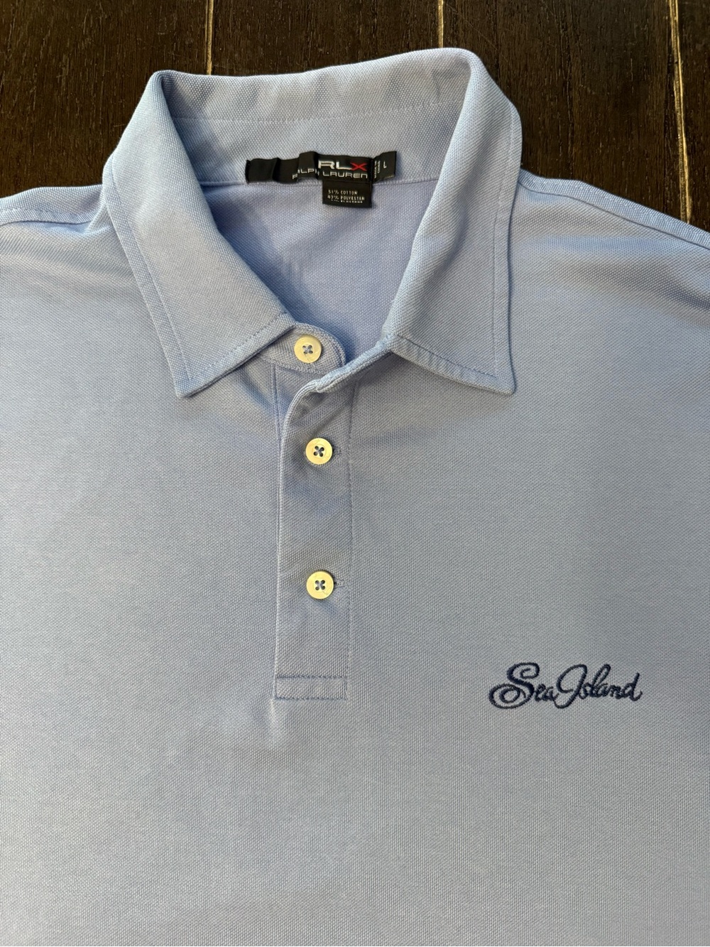 RLX Ralph Lauren Sea Island Polo Shirt Men L Light Blue Golf Stretch Performance